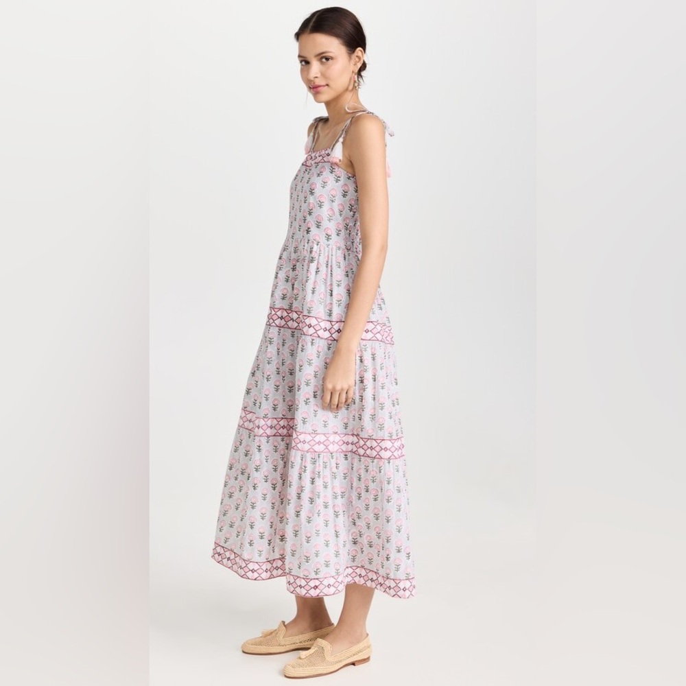 Marea by Liz Joy Veranda Floral Tier Tassel Tie Block Print Midi Maxi Dress - Picture 4 of 14